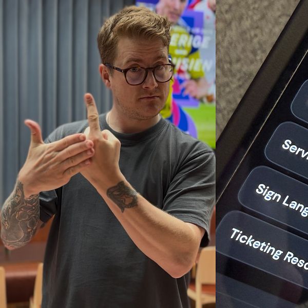 Magnus Bergevin visar tillgänglighetsfunktioner under fotbolls-VM
