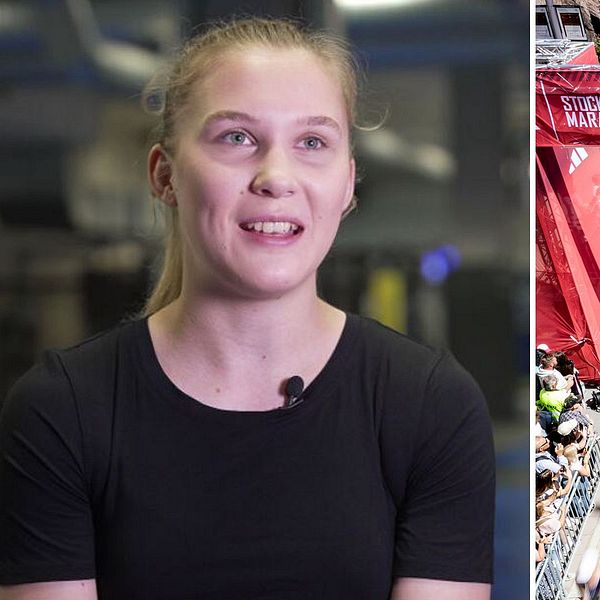 Smilla Sundell i intervju med SVT. Genrebild från Stockholm Marathon.