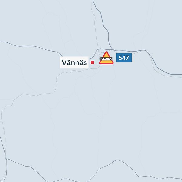 Karta över olycksplats mellan Vännäs och Umeå.