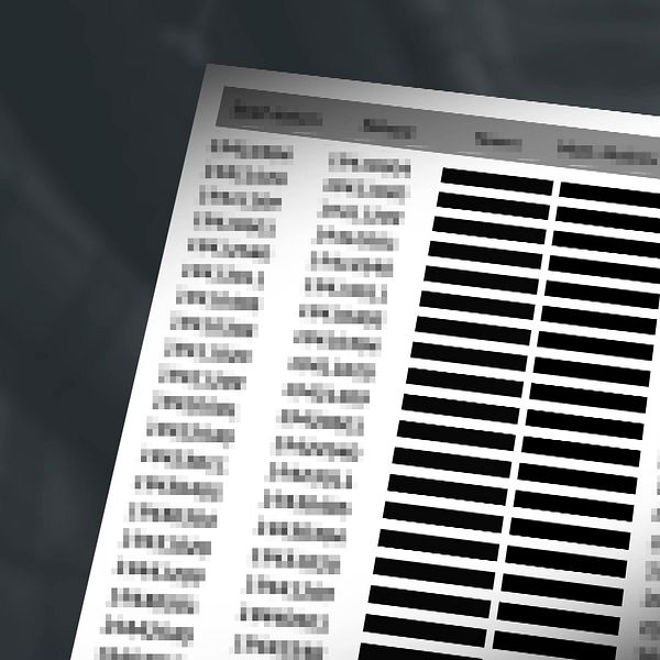papper med lång lista med namn tecknad