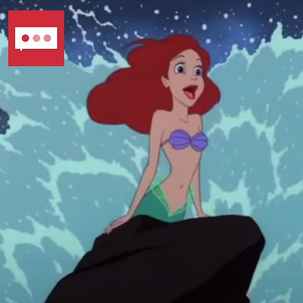 Tecknade Ariel till vänster, otecknade Ariel till höger