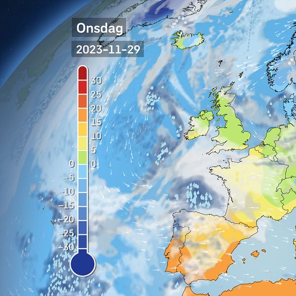 Film om hur vädret rör sig över Europa