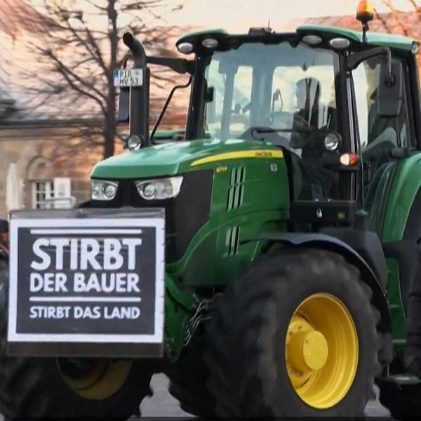 Traktor och demonstrationer i centrala Berlin.