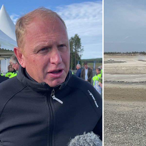 Henrik Henriksson blickar ut över arbetsplatsen vid H2 Green Steel