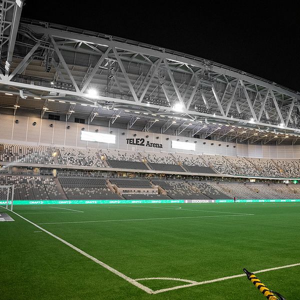 Tele2 arena och Kosovare Asllani.