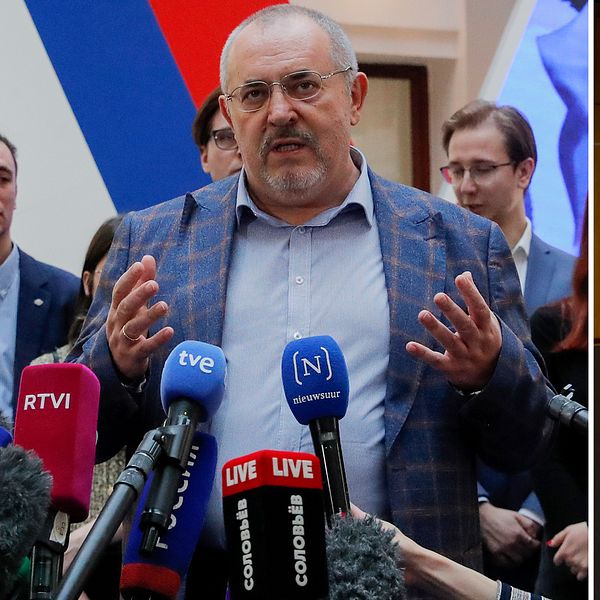 Oppositionspolitikern Boris Nadezjdin till vänster.