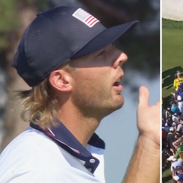 Sam Burns sänker en putt i Ryder Cup – körde över Åberg och Hovland