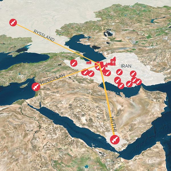 Karta över Irans fabriker och robotbaser