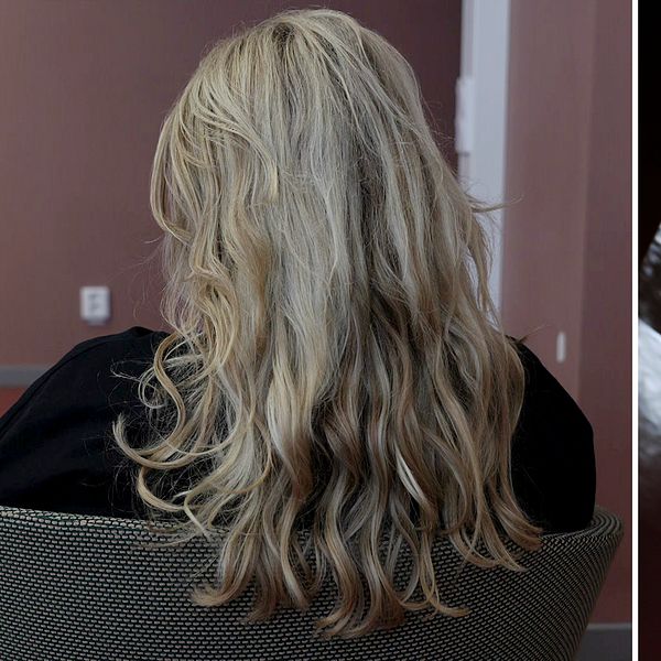 ”Sofia” med ryggen mot kameran och en ultraljudsbild sida vid sida.
