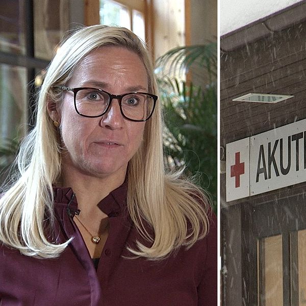 Två bilder. Regionrådet Åsa Johansson och en exteriör på akutmottagningen i Arvika.