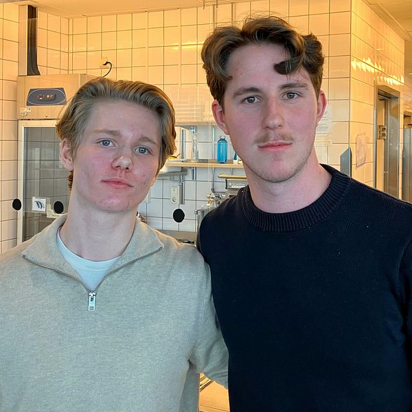 Två pojkar på Aranäsgymnasiet i Kungsbacka och en salladsbuffé