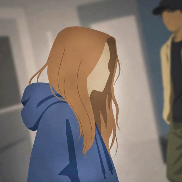 Animerad scen med Miranda och Nytorgsmannen i ett sovrum