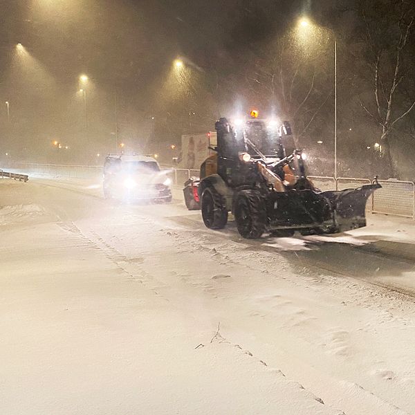 Plogbilar i snön i Göteborg