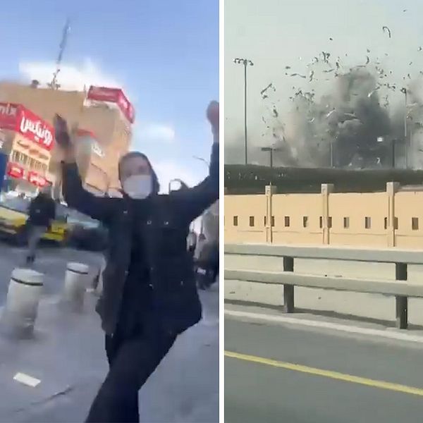 Det iranska folket reagerar på attackerna, explosionerna och plymer som setts i Mellanöstern.