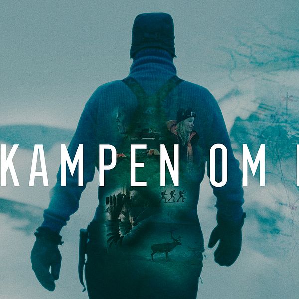 En man går i ett vinterlandskap