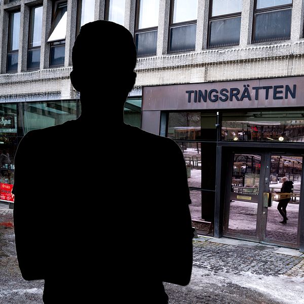 Siluett av 38-åringen utanför tingsrätten efter domen om näringspenningtvätt och bokföringsbrott.