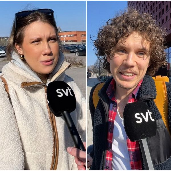 Tredelad bild. Vänster: Person intervjuas utomhus. Mitten: Person med solglasögon intervjuas. Höger: Person med långt hår intervjuas.