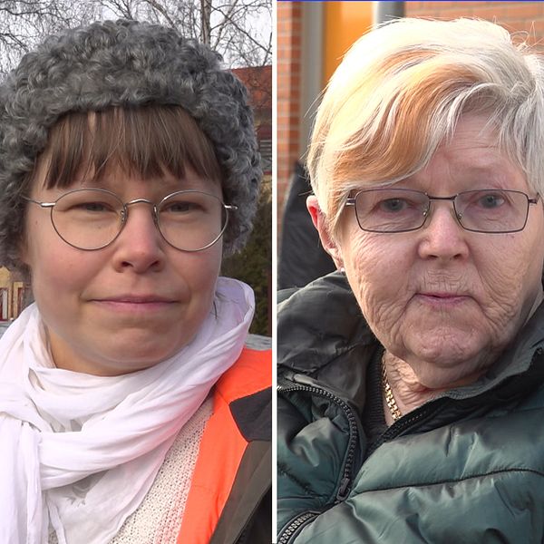 Tredelad bild med personer utomhus. Varierande kläder och ytterkläder, urbana bakgrunder.