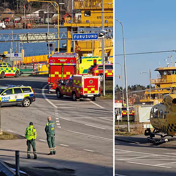 En bil körde på söndagseftermiddagen ner i vattnet från en färja.