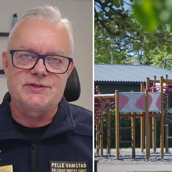 Pelle Vamstad och en bild på lekpark på Nya bruket i Sandviken.