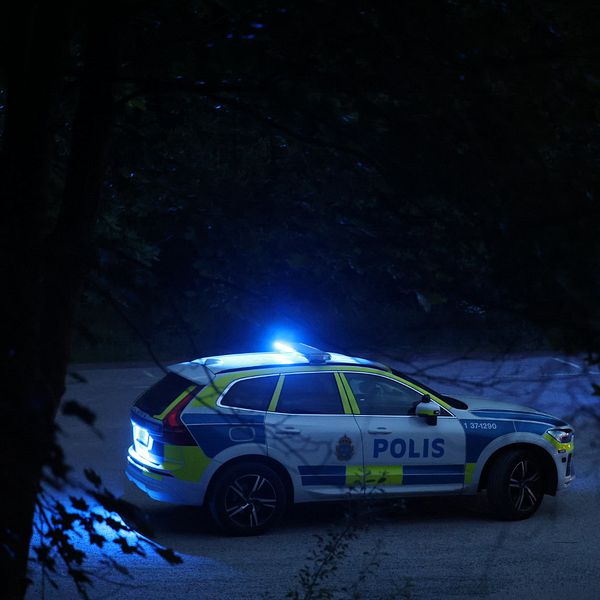 Polisbil med blåljus