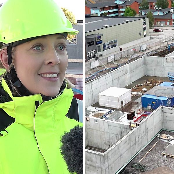 Malin Nyström processledare för multiaktivitetshuset i Gällivare står på byggarbetsplatsen.