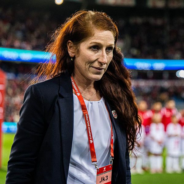 Lise Klaveness, president of the Norwegian Football Association (NFF), ahead of the UEFA Euro Qualifier football match between Norway and Georgia on September 12, 2023 in Oslo.