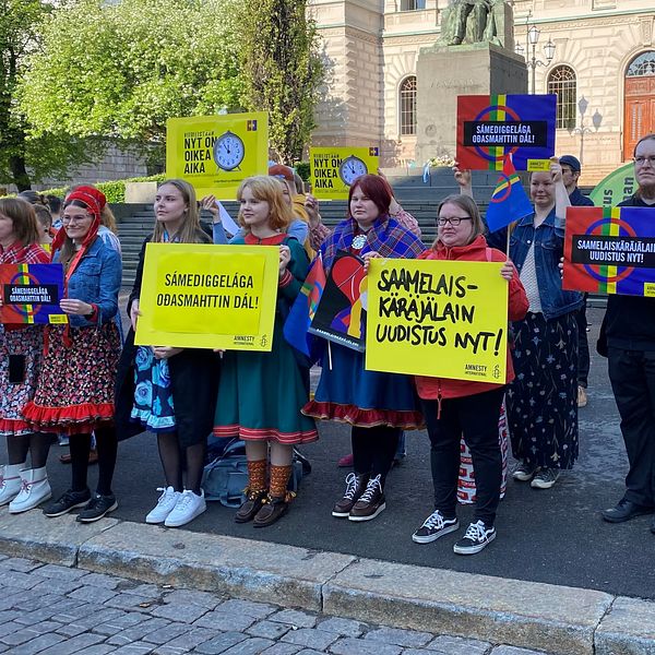 En av flera demonstrationer kring sametingslagen