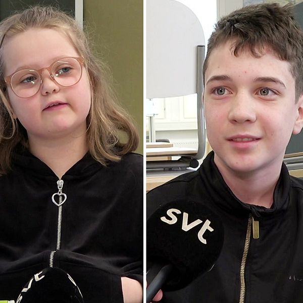 Elever på Aspstrandens skola i Haparanda. Från vänster: Saga Kinnunen, Joel Wiik Hiltunen och  Sara Järvinen.