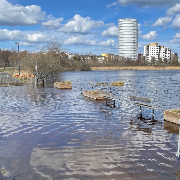 Munsksjö området. Sikt på sjön och munksjötornet.