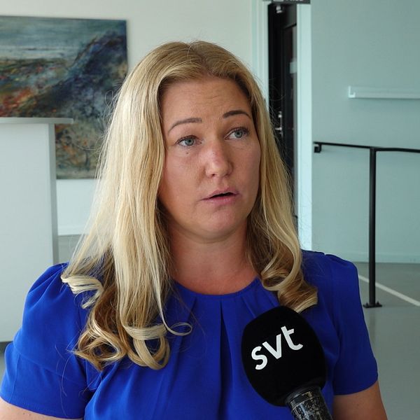kvinna, blå blus