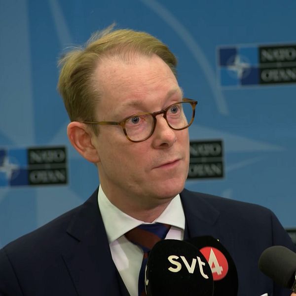 Tobias Billström blir intervjuad.
