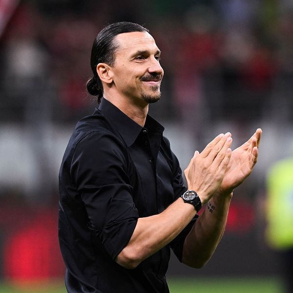 Zlatan Ibrahimovic under avtackningen i Milan som spelare våren 2023