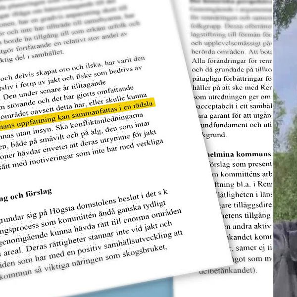 Utdrag ur Vilhelmina kommuns remissvar, till höger Mathias Blind, ordförande Vilhelmina södra sameby