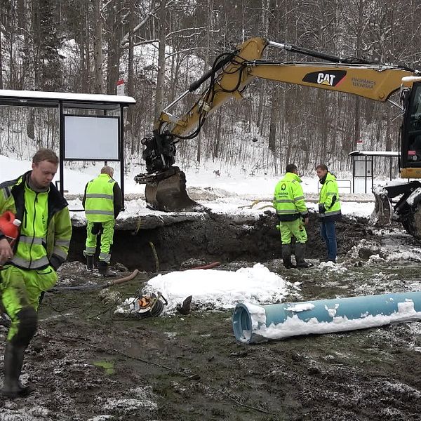 Stor vattenläcka i Finspång