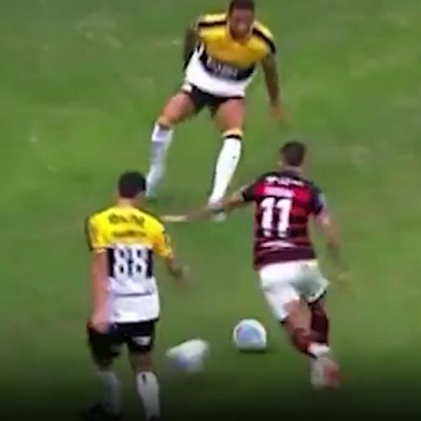 Det blev kaosscener i brasilianska ligan efter att en supporter kastade in en boll på planen.