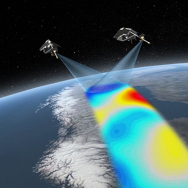 Grafisk bild av satelliter över Sverige