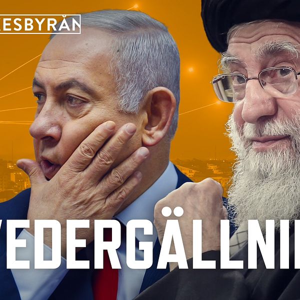 Bild på Benjamin Netanyahu och Ali Khamenei.