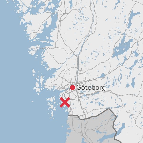 En karta som visar Göteborg och var Åkered ligger, strax sydväst om centrala staden.
