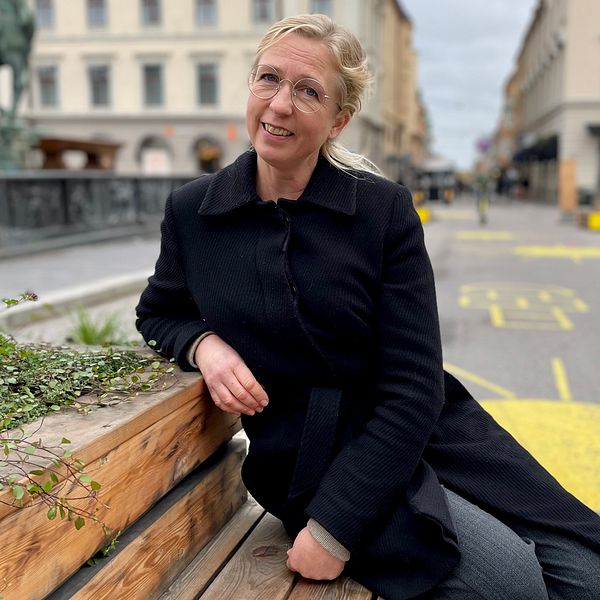 Stadsarkitekten Linda Moström vid Stora torget under omvandlingen
