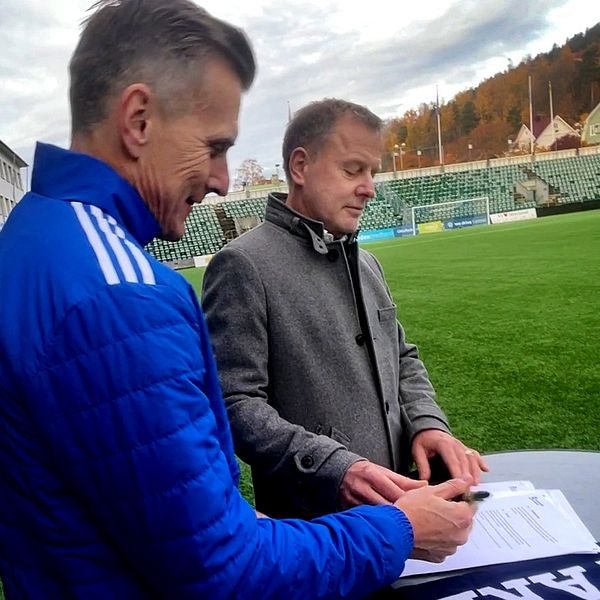 Idrottsparken Sundsvall Karl Ståhl, klubbchef Gif Sundsvall och Björn Wigge, näringslivschef Sundsvalls kommun