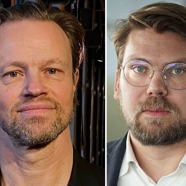 Delad bild. Vänster: man i mörk kavaj. Höger: man i ljus skjorta och kavaj.