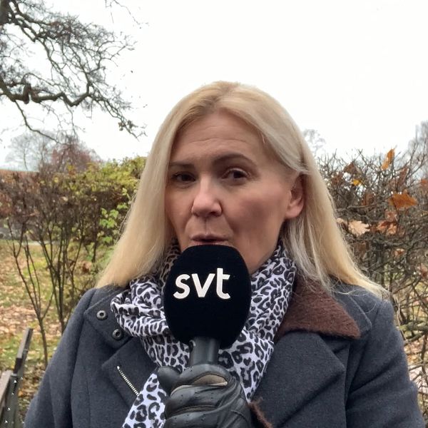 SVT:s meteorolog Deana Bajic, en kvinna med långt blont hår talar i mikrofon.