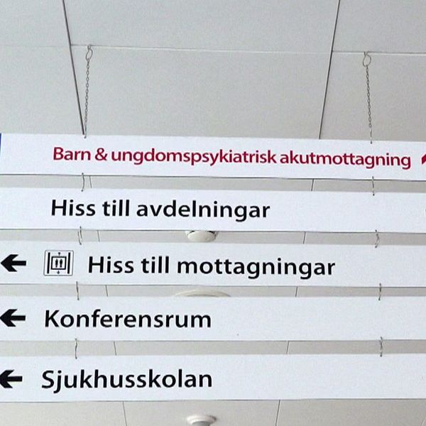 Skylt: Barn- och ungdomspsykiatrisk akutmottagning