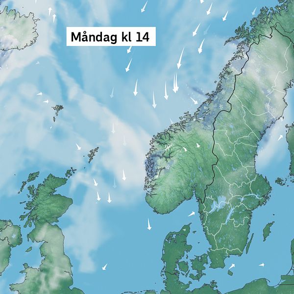 Väderkarta som visar väder i Sverige – prognos för i dag och kommande dagar.