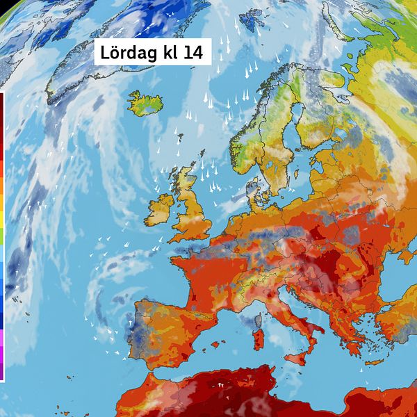 Väderkarta som visar väder i Europa – prognos för de kommande dagarna