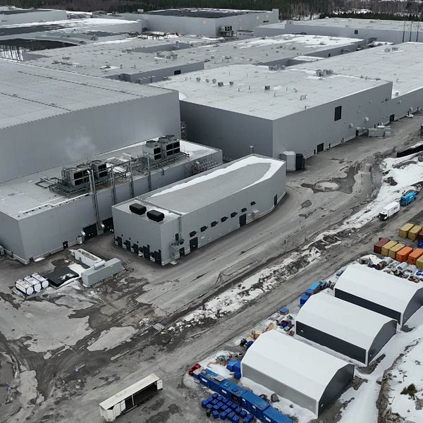 Bild från ovan över Northvolts fabrik i Skellefteå.