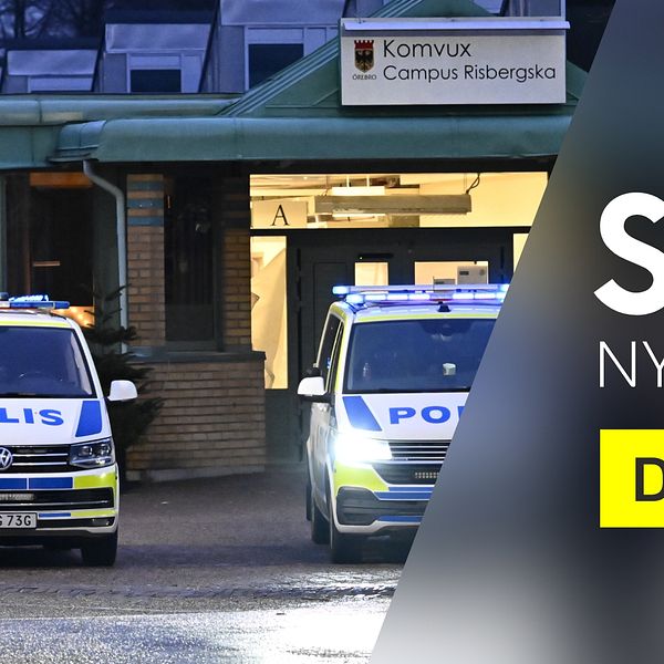 Två polisbilar framför Campus Risbergska skolan