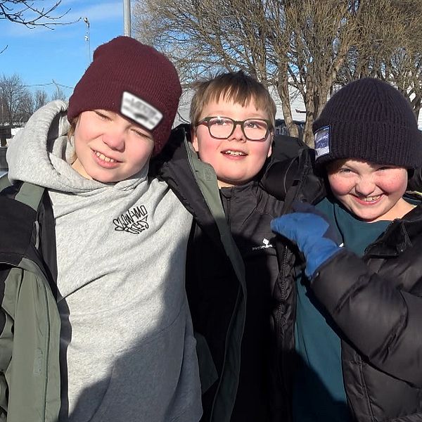 Tre elever på Stadsöskolan i Luleå.
