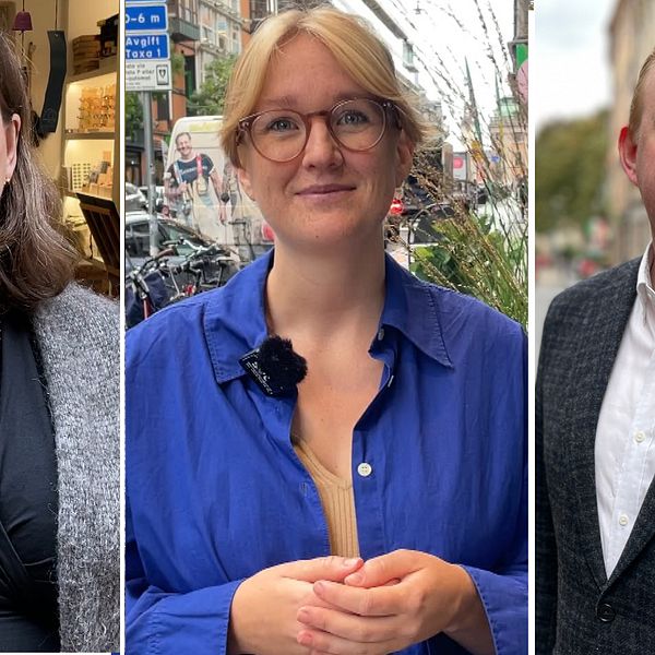 Katarina Malmgren, ordf Gamla stans företagarförening, Hedda Jakobsson Stockholms handelskammare, Dennis Wedin (M) oppositionsborgarråd